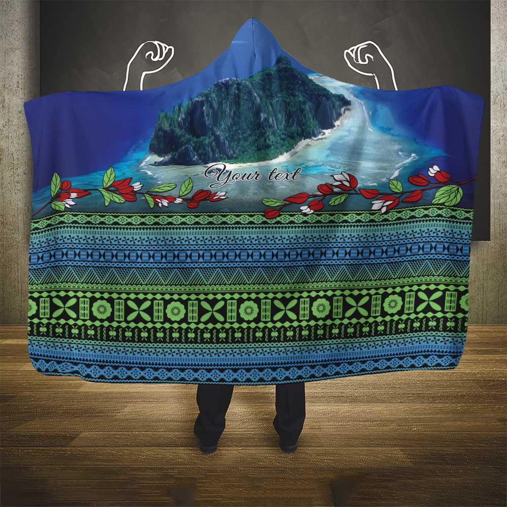 Personalised Fiji Viti Levu Hooded Blanket Tagimoucia and Tapa Tribal Pattern LT9 - Polynesian Pride
