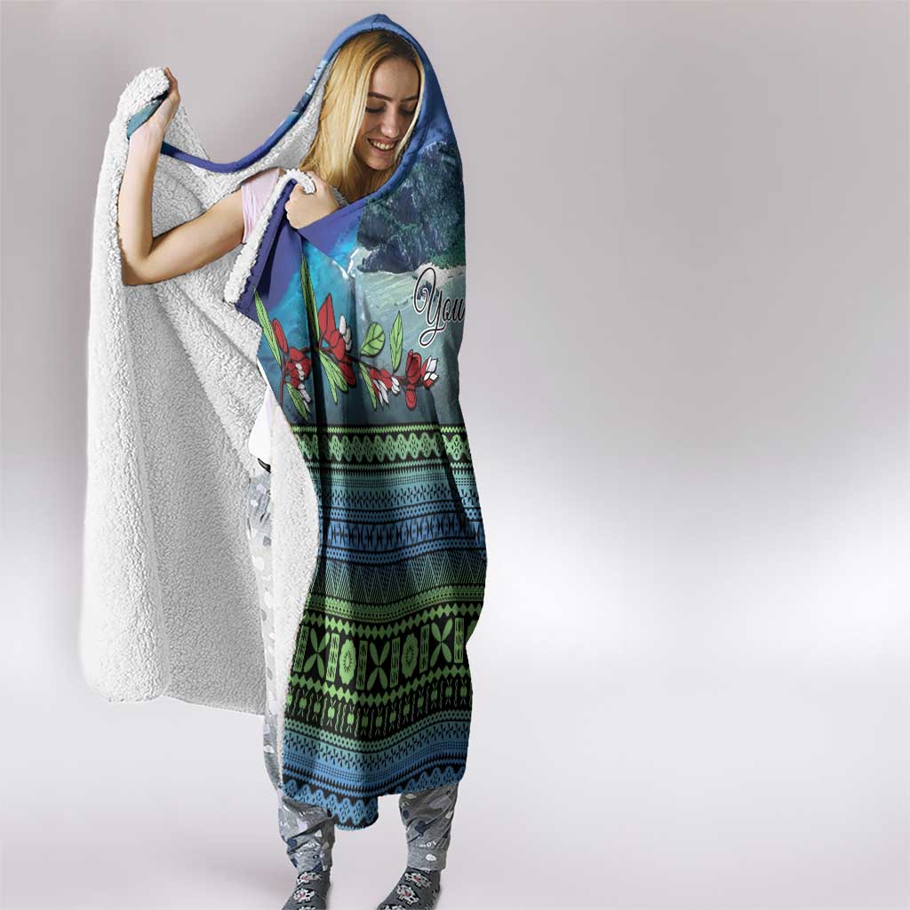 Personalised Fiji Viti Levu Hooded Blanket Tagimoucia and Tapa Tribal Pattern LT9 - Polynesian Pride