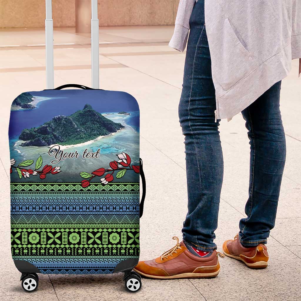 Personalised Fiji Viti Levu Luggage Cover Tagimoucia and Tapa Tribal Pattern