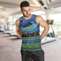 Personalised Fiji Viti Levu Men Tank Top Tagimoucia and Tapa Tribal Pattern LT9 Blue - Polynesian Pride
