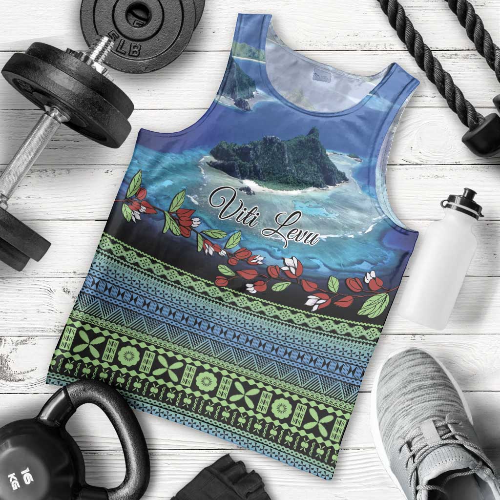 Personalised Fiji Viti Levu Men Tank Top Tagimoucia and Tapa Tribal Pattern LT9 - Polynesian Pride