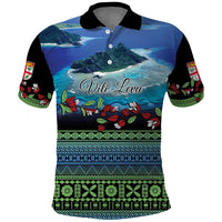 Personalised Fiji Viti Levu Polo Shirt Tagimoucia and Tapa Tribal Pattern