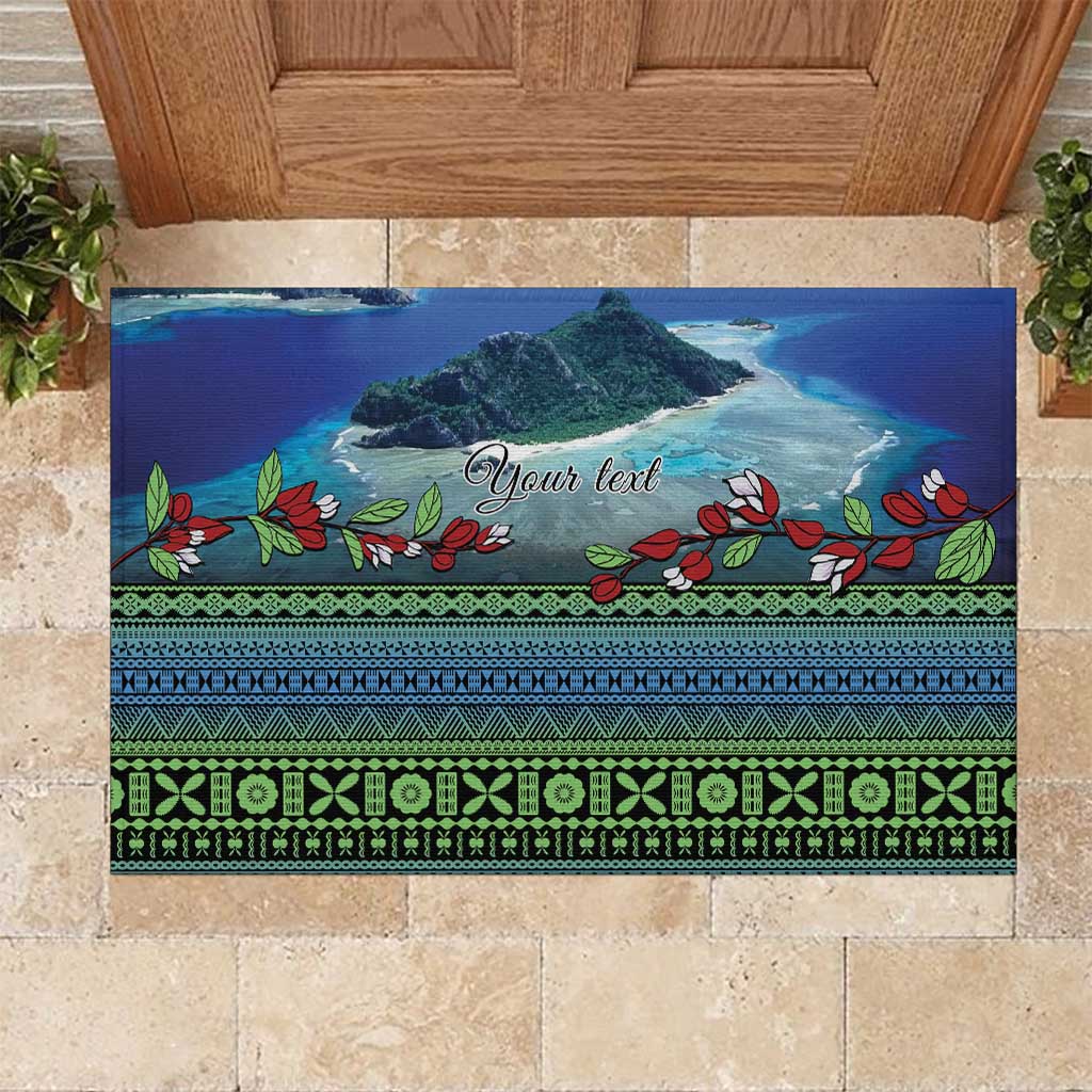 Personalised Fiji Viti Levu Rubber Doormat Tagimoucia and Tapa Tribal Pattern