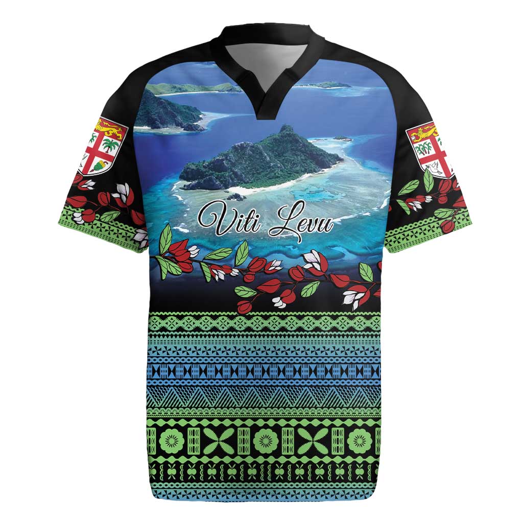 Personalised Fiji Viti Levu Rugby Jersey Tagimoucia and Tapa Tribal Pattern