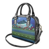 Personalised Fiji Viti Levu Shoulder Handbag Tagimoucia and Tapa Tribal Pattern