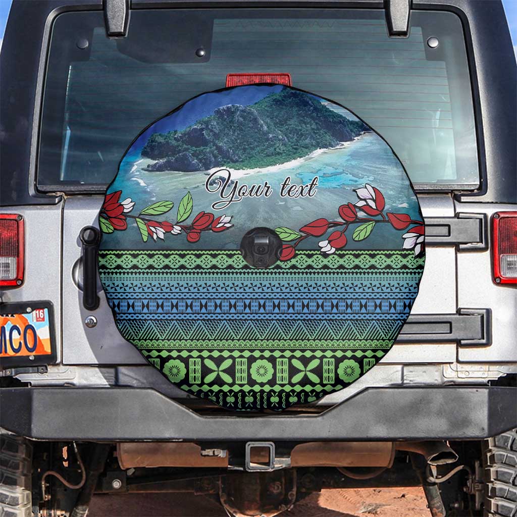 Personalised Fiji Viti Levu Spare Tire Cover Tagimoucia and Tapa Tribal Pattern