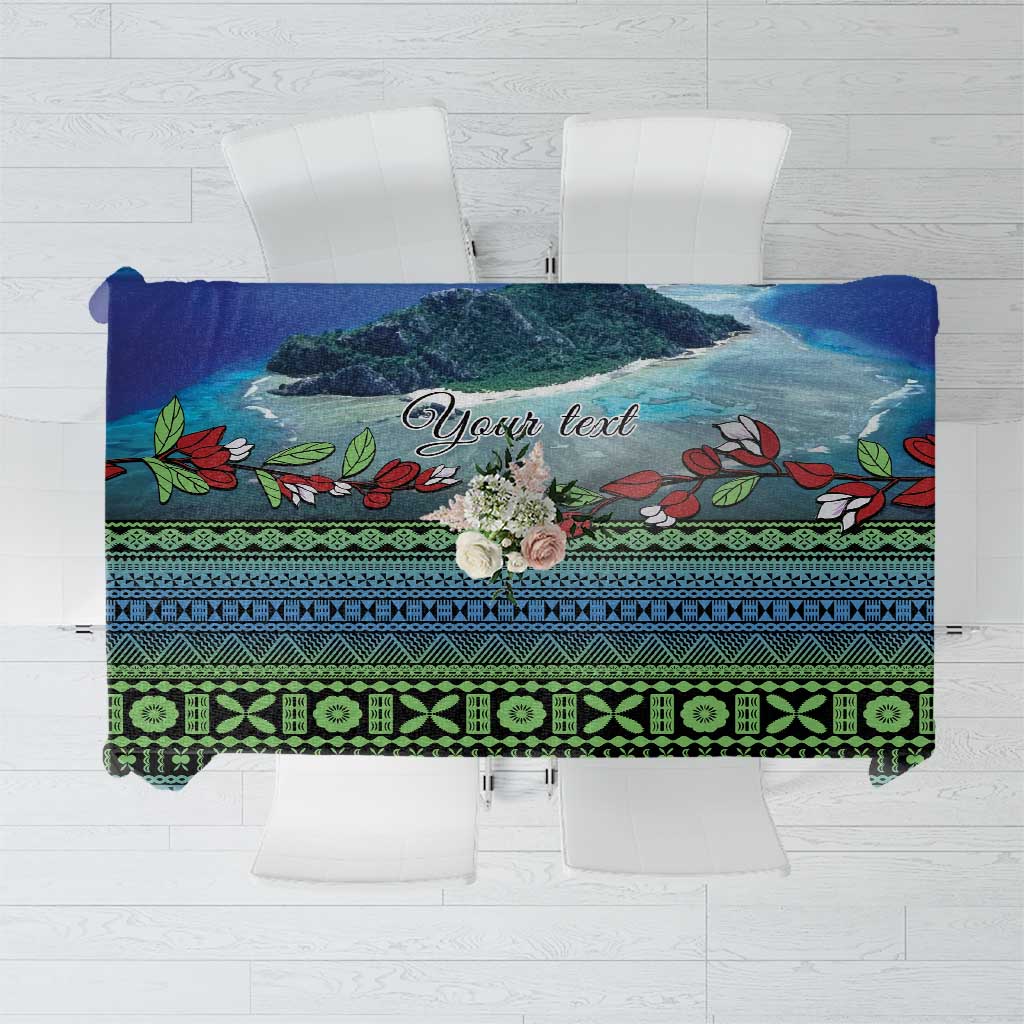 Personalised Fiji Viti Levu Tablecloth Tagimoucia and Tapa Tribal Pattern LT9 Blue - Polynesian Pride