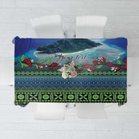 Personalised Fiji Viti Levu Tablecloth Tagimoucia and Tapa Tribal Pattern LT9 Blue - Polynesian Pride
