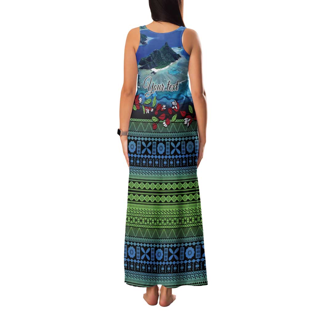 Personalised Fiji Viti Levu Tank Maxi Dress Tagimoucia and Tapa Tribal Pattern LT9 - Polynesian Pride
