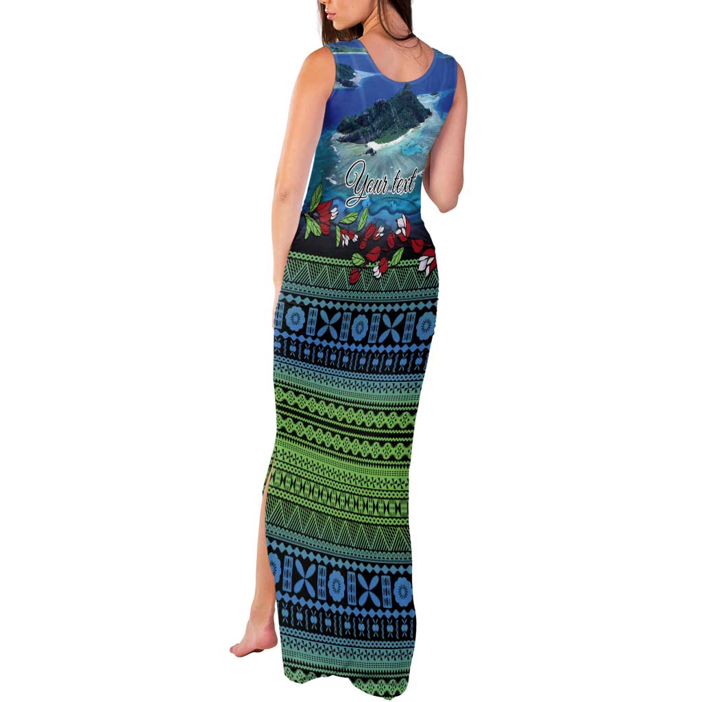 Personalised Fiji Viti Levu Tank Maxi Dress Tagimoucia and Tapa Tribal Pattern LT9 - Polynesian Pride