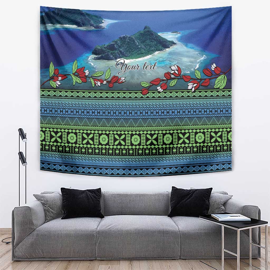 Personalised Fiji Viti Levu Tapestry Tagimoucia and Tapa Tribal Pattern