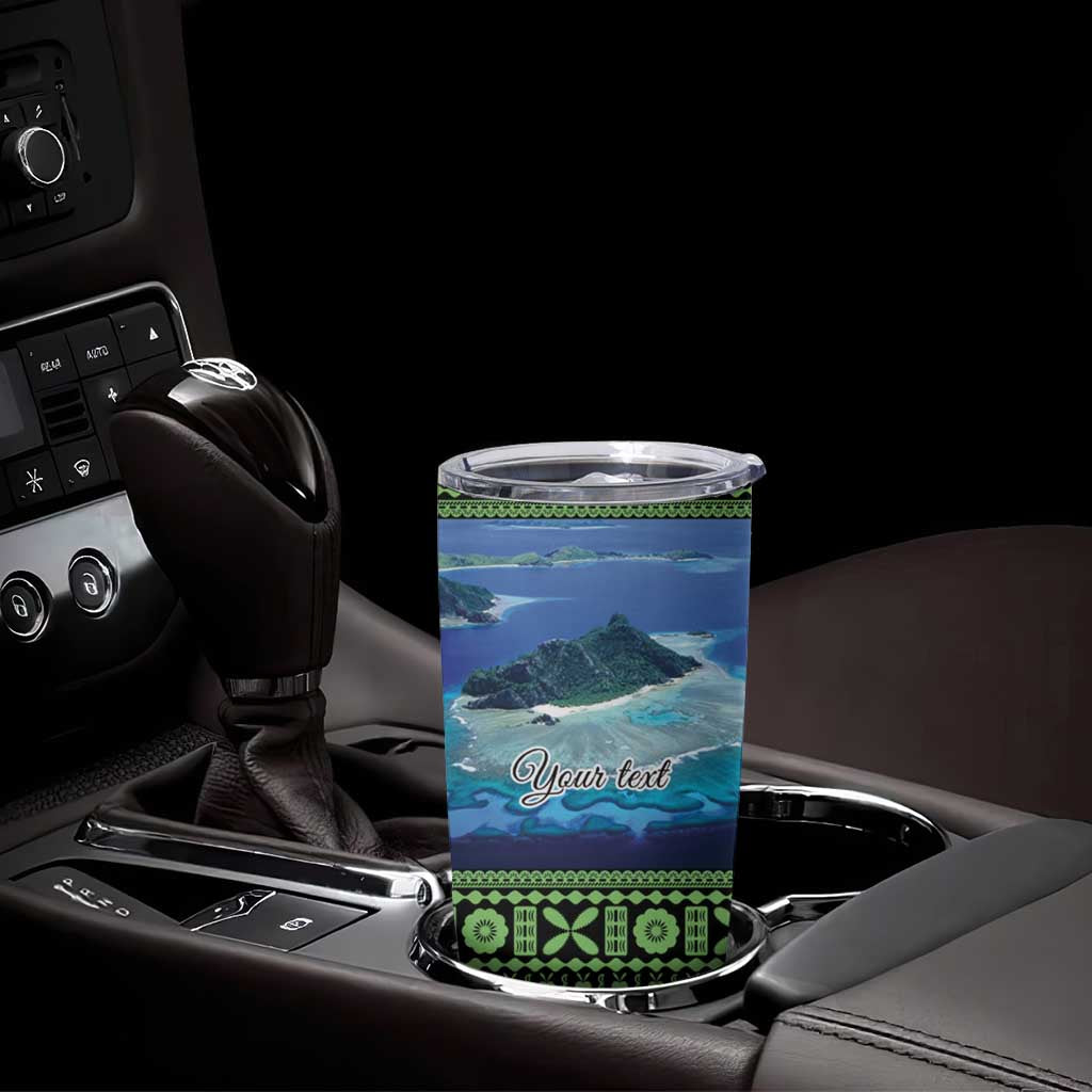 Personalised Fiji Viti Levu Tumbler Cup Tagimoucia and Tapa Tribal Pattern LT9 - Polynesian Pride