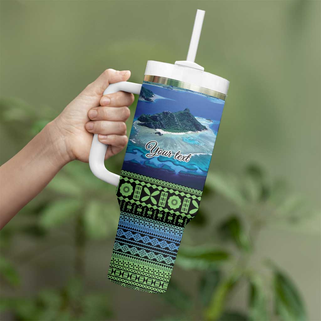 Personalised Fiji Viti Levu Tumbler With Handle Tagimoucia and Tapa Tribal Pattern LT9 - Polynesian Pride