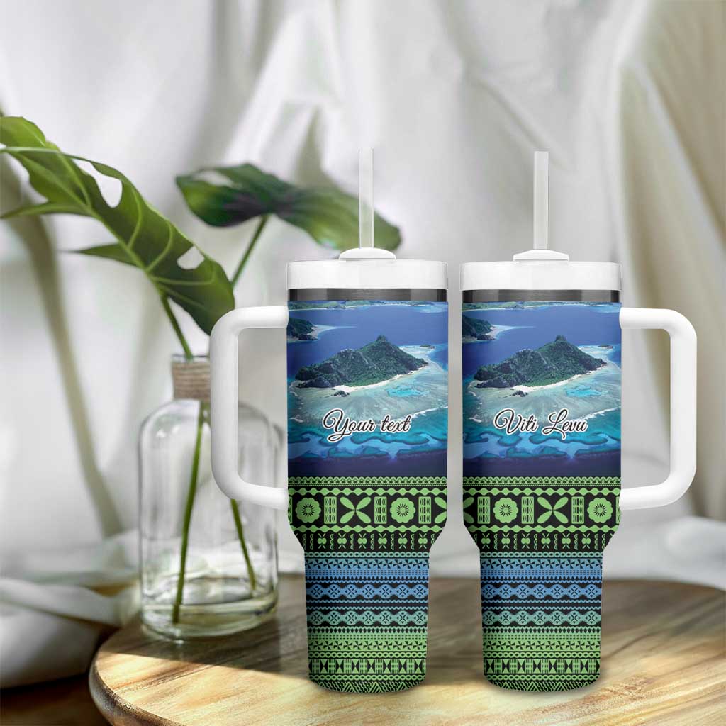 Personalised Fiji Viti Levu Tumbler With Handle Tagimoucia and Tapa Tribal Pattern LT9 - Polynesian Pride