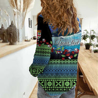 Personalised Fiji Viti Levu Women Casual Shirt Tagimoucia and Tapa Tribal Pattern