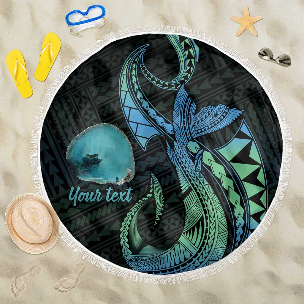 Personalised Hawaii Kure Atoll Beach Blanket Holaniku Coral Reef with Polynesian Tribal LT9 One Size 150cm Blue - Polynesian Pride