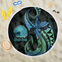 Personalised Hawaii Kure Atoll Beach Blanket Holaniku Coral Reef with Polynesian Tribal LT9 One Size 150cm Blue - Polynesian Pride