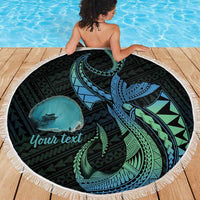 Personalised Hawaii Kure Atoll Beach Blanket Holaniku Coral Reef with Polynesian Tribal LT9 - Polynesian Pride