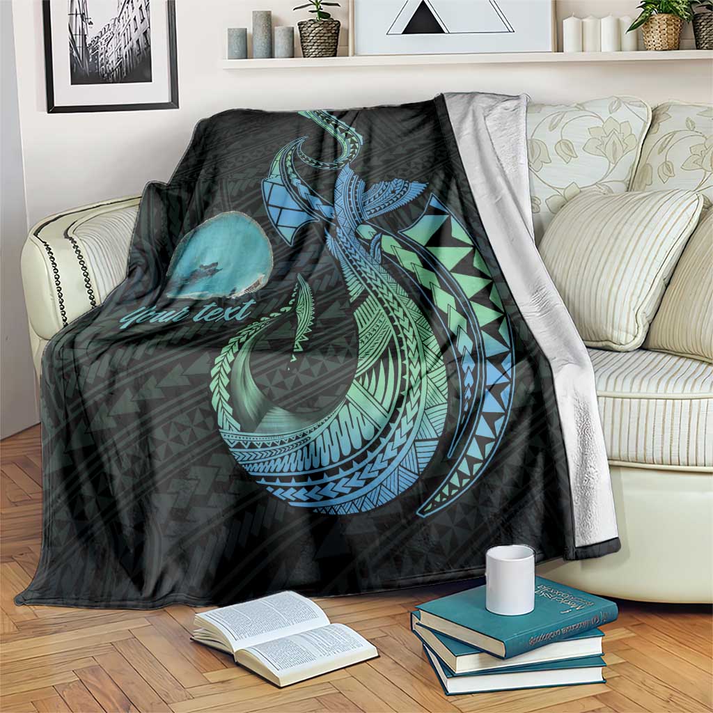 Personalised Hawaii Kure Atoll Blanket Holaniku Coral Reef with Polynesian Tribal LT9 Blue - Polynesian Pride