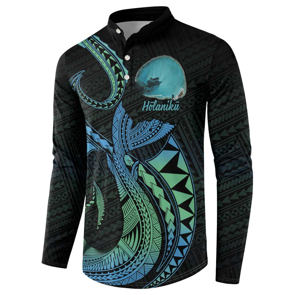 Personalised Hawaii Kure Atoll Button Sweatshirt Holaniku Coral Reef with Polynesian Tribal LT9 - Polynesian Pride