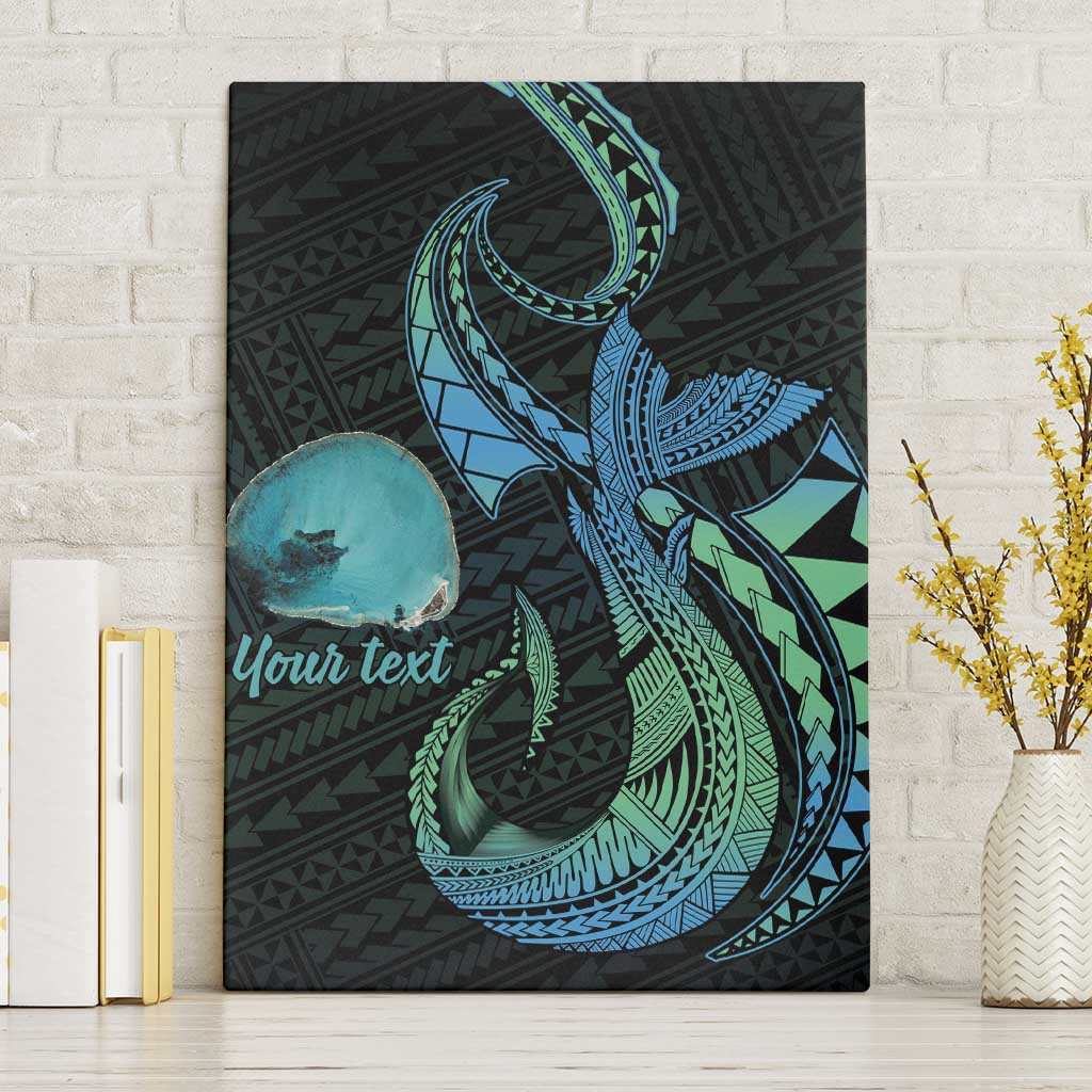 Personalised Hawaii Kure Atoll Canvas Wall Art Holaniku Coral Reef with Polynesian Tribal LT9 Without Frame Blue - Polynesian Pride