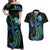 Personalised Hawaii Kure Atoll Couples Matching Off Shoulder Maxi Dress and Hawaiian Shirt Holaniku Coral Reef with Polynesian Tribal