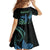 Personalised Hawaii Kure Atoll Family Matching Off Shoulder Short Dress and Hawaiian Shirt Holaniku Coral Reef with Polynesian Tribal
