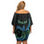Personalised Hawaii Kure Atoll Family Matching Off Shoulder Short Dress and Hawaiian Shirt Holaniku Coral Reef with Polynesian Tribal