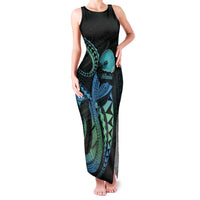 Personalised Hawaii Kure Atoll Family Matching Tank Maxi Dress and Hawaiian Shirt Holaniku Coral Reef with Polynesian Tribal