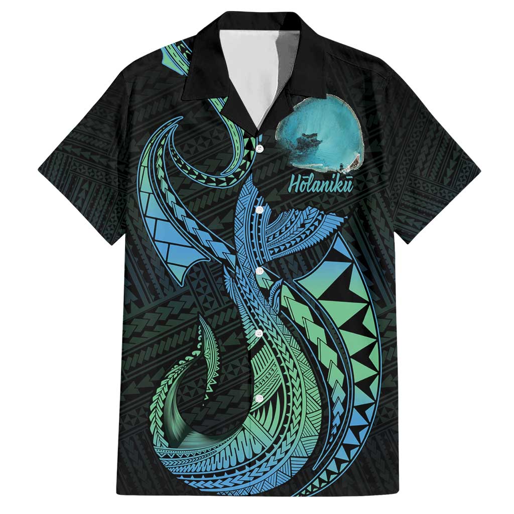 Personalised Hawaii Kure Atoll Hawaiian Shirt Holaniku Coral Reef with Polynesian Tribal LT9 Blue - Polynesian Pride