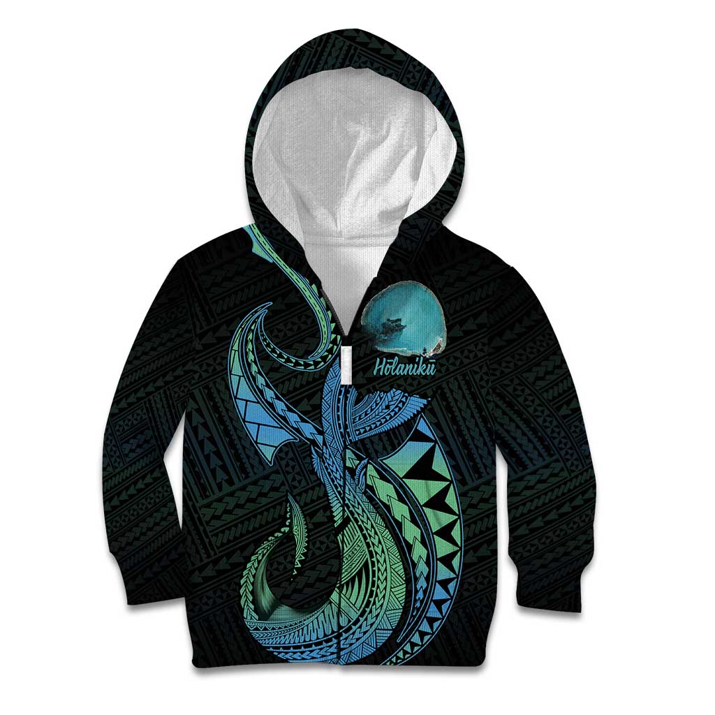 Personalised Hawaii Kure Atoll Kid Hoodie Holaniku Coral Reef with Polynesian Tribal