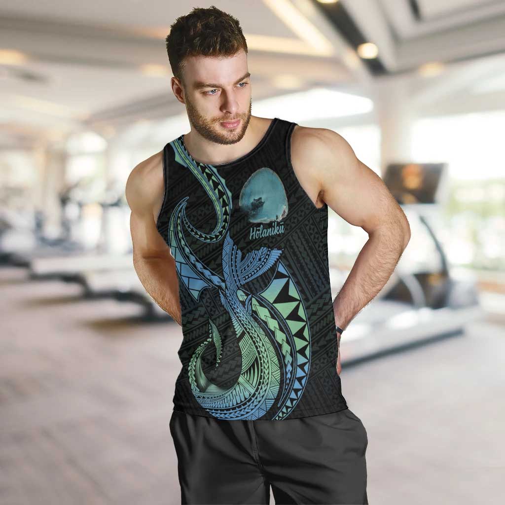 Personalised Hawaii Kure Atoll Men Tank Top Holaniku Coral Reef with Polynesian Tribal LT9 Blue - Polynesian Pride