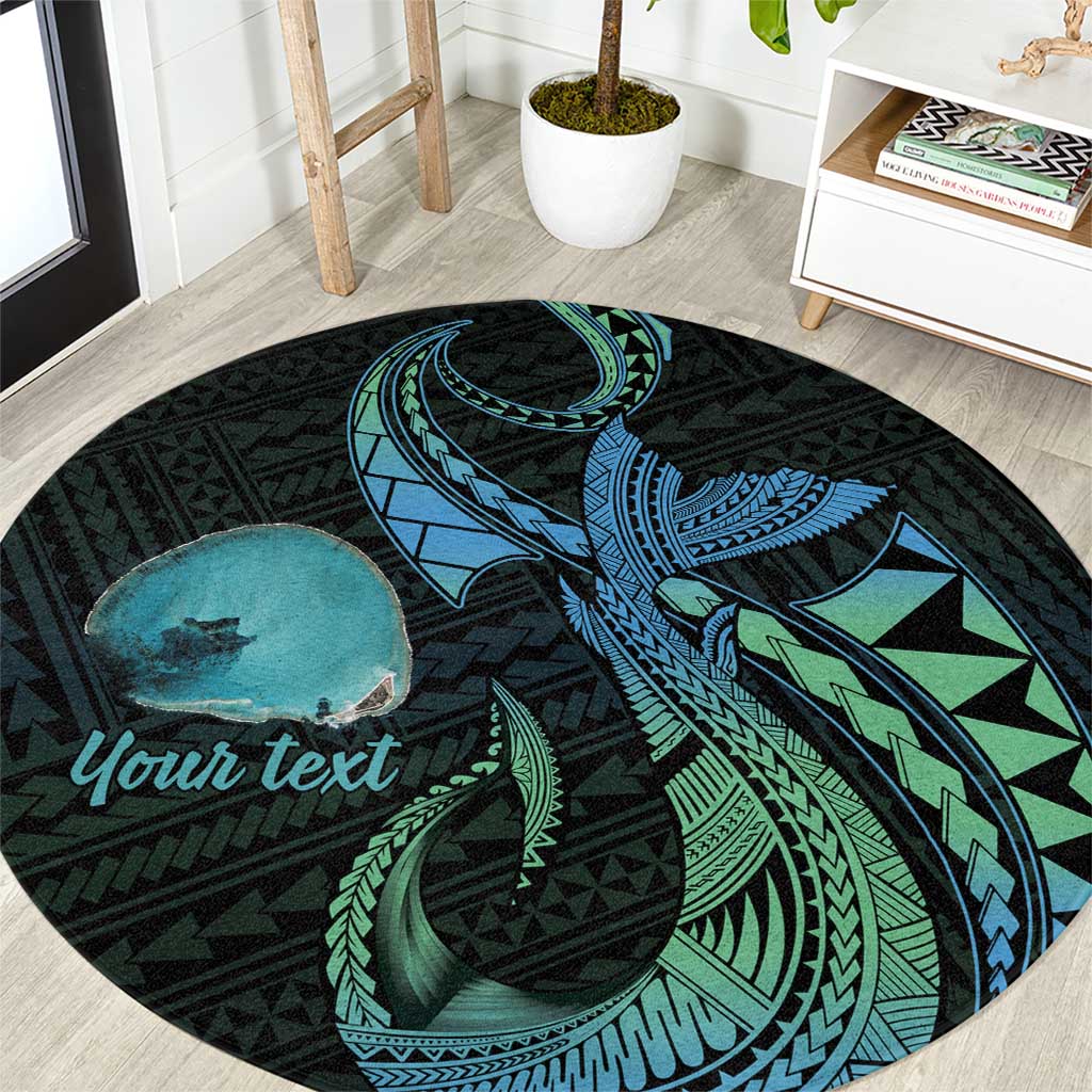 Personalised Hawaii Kure Atoll Round Carpet Holaniku Coral Reef with Polynesian Tribal