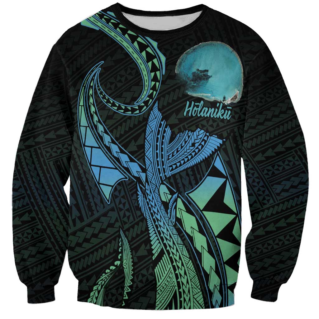 Personalised Hawaii Kure Atoll Sweatshirt Holaniku Coral Reef with Polynesian Tribal LT9 Unisex Blue - Polynesian Pride