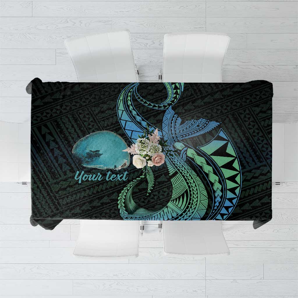 Personalised Hawaii Kure Atoll Tablecloth Holaniku Coral Reef with Polynesian Tribal LT9 Blue - Polynesian Pride