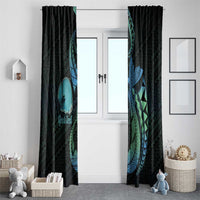 Personalised Hawaii Kure Atoll Window Curtain Holaniku Coral Reef with Polynesian Tribal LT9 - Polynesian Pride