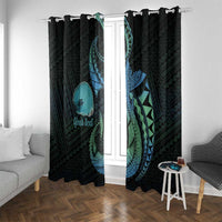 Personalised Hawaii Kure Atoll Window Curtain Holaniku Coral Reef with Polynesian Tribal LT9 With Grommets Blue - Polynesian Pride