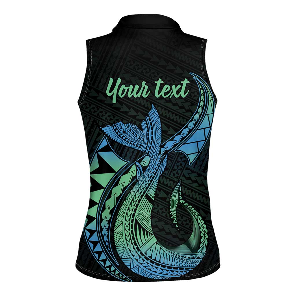 Personalised Hawaii Kure Atoll Women Sleeveless Polo Shirt Holaniku Coral Reef with Polynesian Tribal