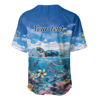 Personalised Palau Kayangel Atoll Baseball Jersey Turtle With Coral Reef Under Water