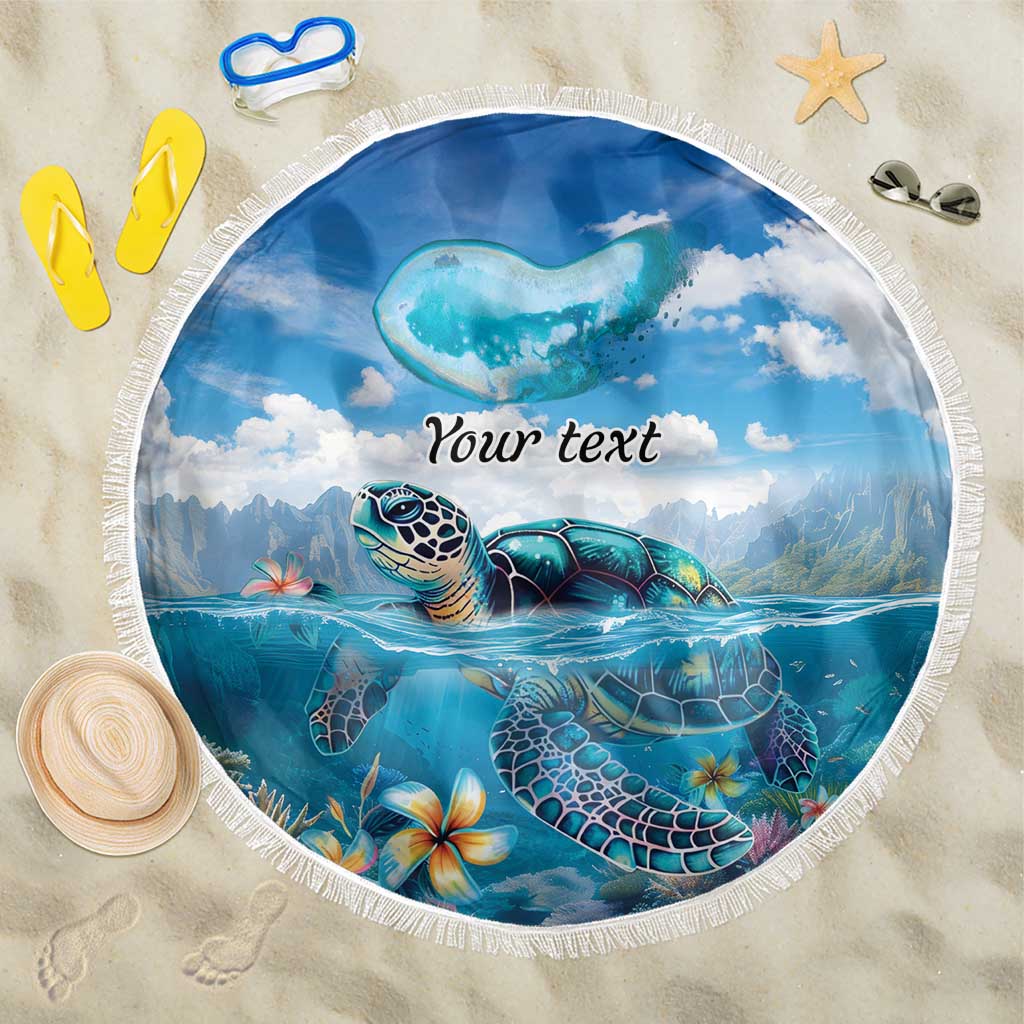 Personalised Palau Kayangel Atoll Beach Blanket Turtle With Coral Reef Under Water