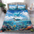 Personalised Palau Kayangel Atoll Bedding Set Turtle With Coral Reef Under Water