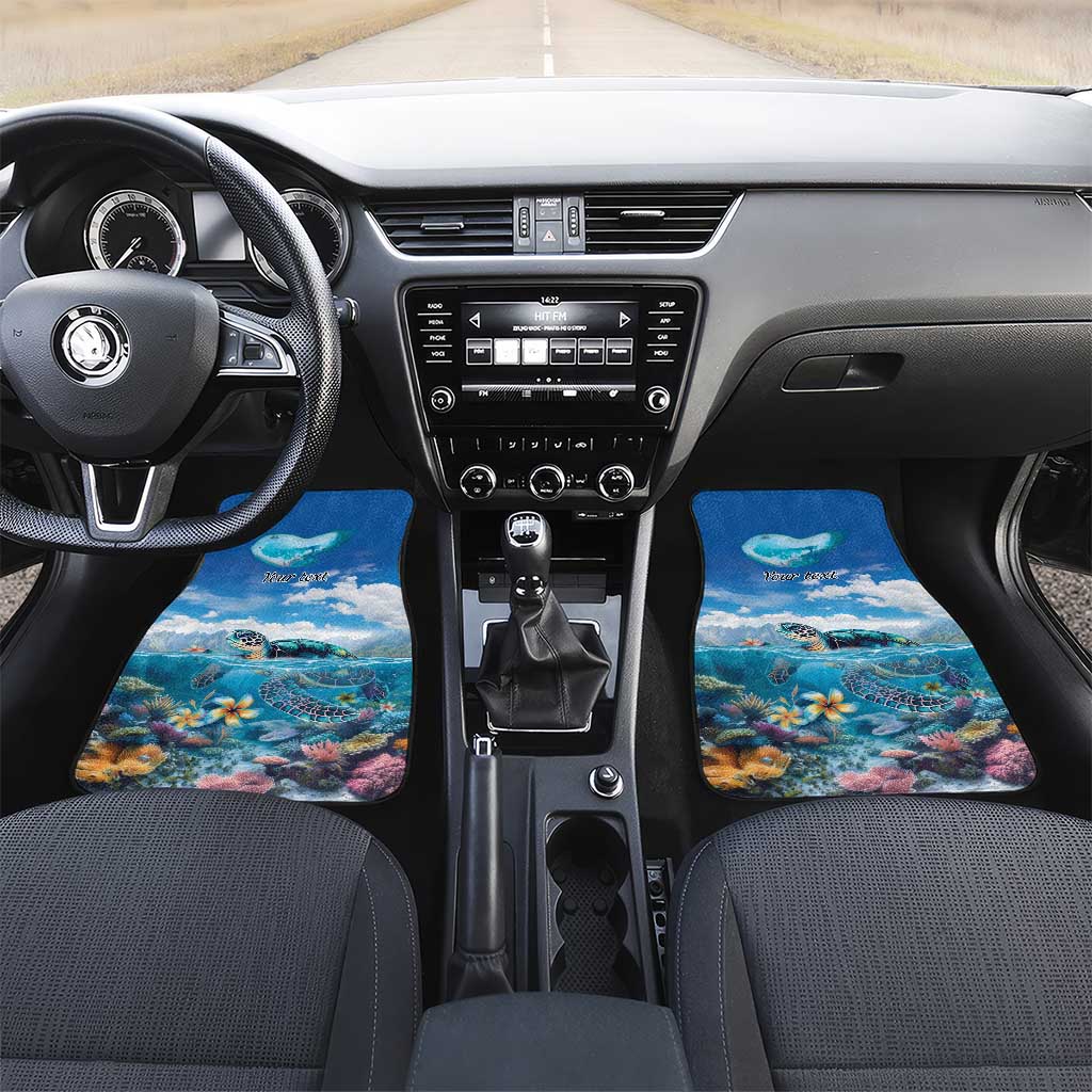 Personalised Palau Kayangel Atoll Car Mats Turtle With Coral Reef Under Water