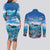 Personalised Palau Kayangel Atoll Couples Matching Long Sleeve Bodycon Dress and Long Sleeve Button Shirt Turtle With Coral Reef Under Water