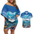 Personalised Palau Kayangel Atoll Couples Matching Off Shoulder Short Dress and Hawaiian Shirt Turtle With Coral Reef Under Water