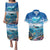 Personalised Palau Kayangel Atoll Couples Matching Puletasi and Hawaiian Shirt Turtle With Coral Reef Under Water