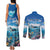 Personalised Palau Kayangel Atoll Couples Matching Tank Maxi Dress and Long Sleeve Button Shirt Turtle With Coral Reef Under Water