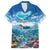 Personalised Palau Kayangel Atoll Family Matching Off The Shoulder Long Sleeve Dress and Hawaiian Shirt Turtle With Coral Reef Under Water