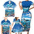 Personalised Palau Kayangel Atoll Family Matching Short Sleeve Bodycon Dress and Hawaiian Shirt Turtle With Coral Reef Under Water