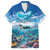 Personalised Palau Kayangel Atoll Family Matching Short Sleeve Bodycon Dress and Hawaiian Shirt Turtle With Coral Reef Under Water