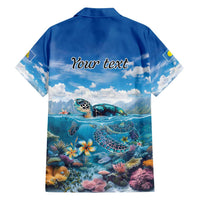 Personalised Palau Kayangel Atoll Family Matching Summer Maxi Dress and Hawaiian Shirt Turtle With Coral Reef Under Water